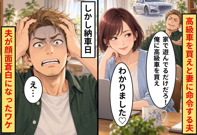 夫「家で遊んでるだけだろ！俺に高級車を買え」妻「わかりました♡」しかし納車日⇒夫が【顔面蒼白】になったワケ