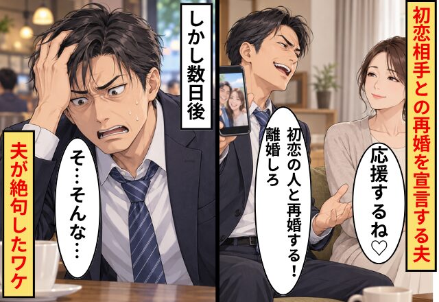 夫「初恋の人と再婚する！離婚しろ」妻「応援するね♡」しかし数日後⇒「そ…そんな…」夫が絶句したワケ