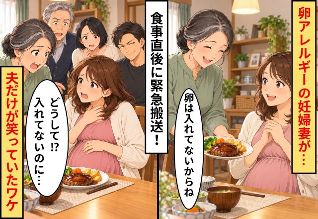 義母「どうして！？卵は入れてないのに…」【卵アレルギー】の妊婦妻が食事直後に緊急搬送！しかし⇒夫だけが笑っていたワケ