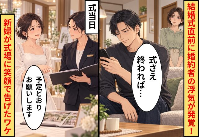 婚約者「式さえ終われば…」結婚式直前に浮気が発覚！当日⇒新婦が式場に「予定どおりお願いします」と笑顔で告げたワケ