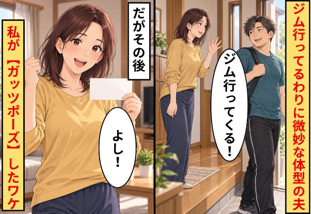 「ジム行ってくる」のわりに微妙な体型の夫。2週間後⇒紙切れを手にした私が「ガッツポーズ」したワケ