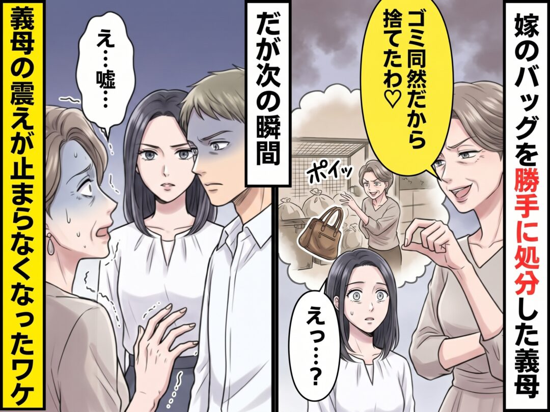 「ゴミ同然だから捨てたわ♡」嫁のバッグを勝手に処分した義母！？だが次の瞬間「え…嘘…」義母の震えが止まらなくなったワケ